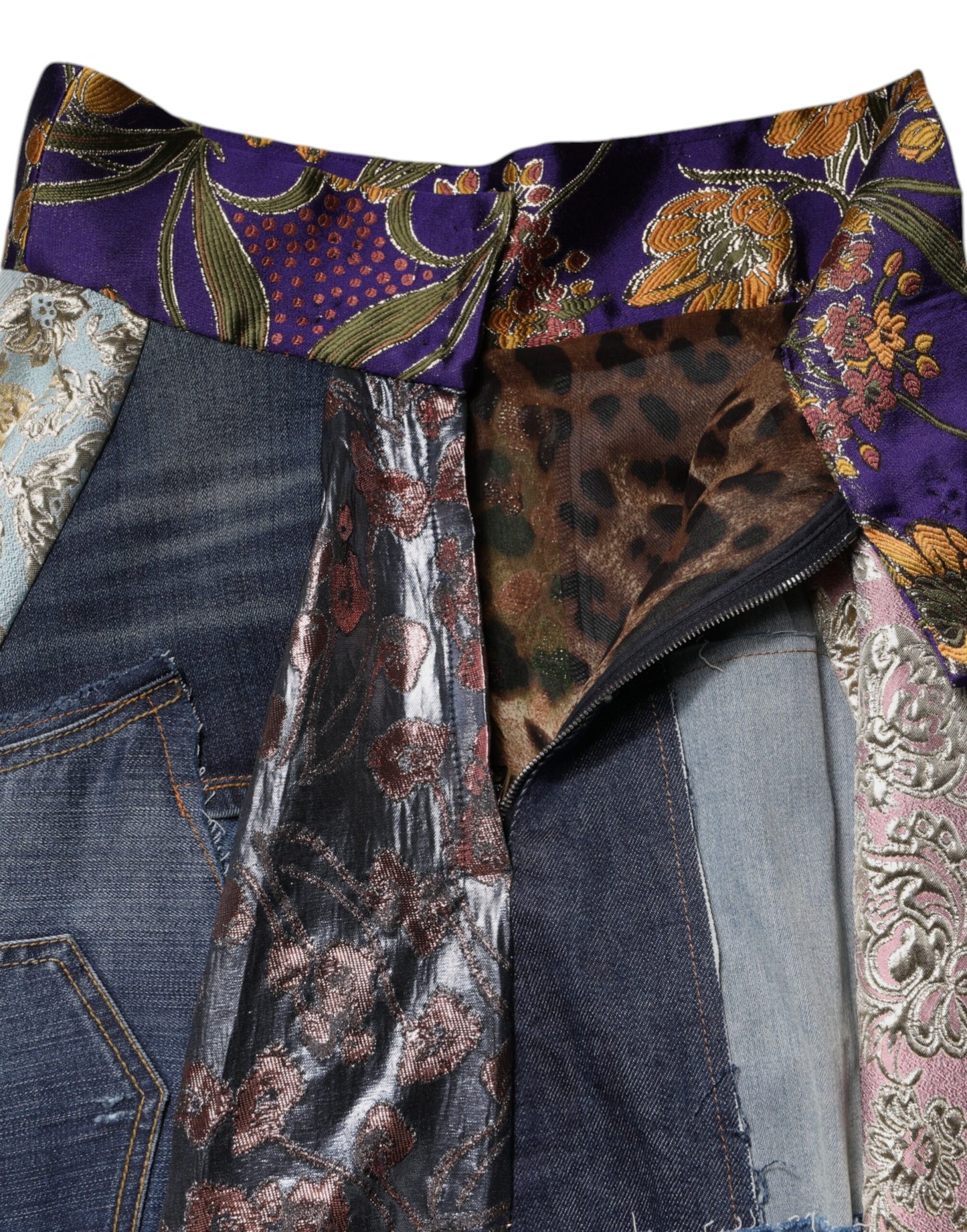 Dolce &amp; Gabbana – Mehrfarbiger Patchwork-Midirock mit hoher Taille