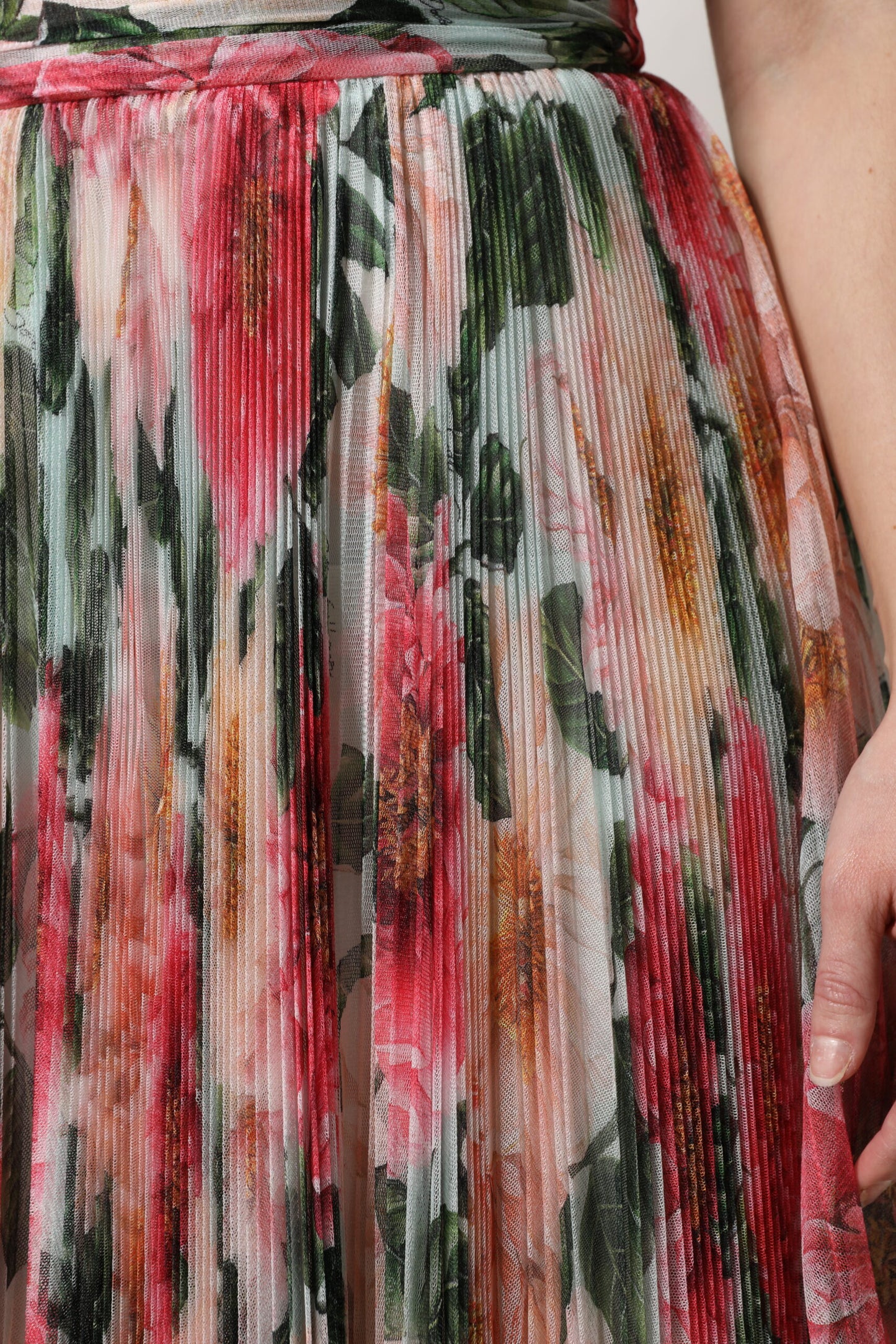 Dolce &amp; Gabbana – Mehrfarbiger Midirock aus Seide mit Blumenmuster und hoher Taille