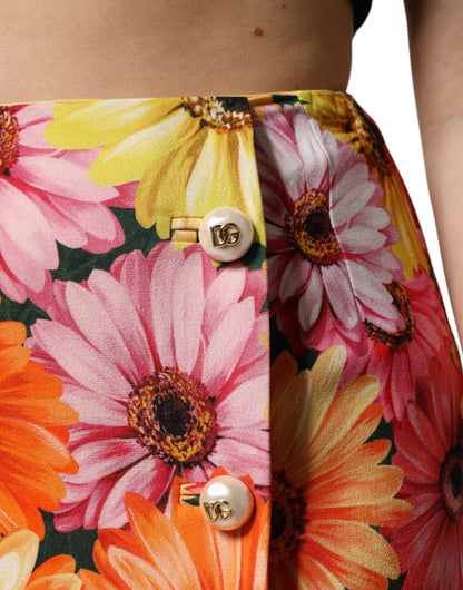 Dolce &amp; Gabbana – Mehrfarbiger Minirock mit hoher Taille und Blumenmuster