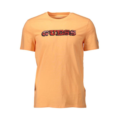Guess Jeans Orangefarbenes Herren-T-Shirt aus Baumwolle