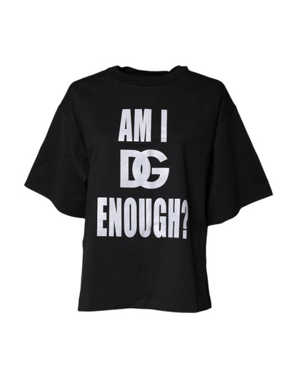 Dolce &amp; Gabbana – Schwarzes T-Shirt aus bedruckter Baumwolle mit Rundhalsausschnitt