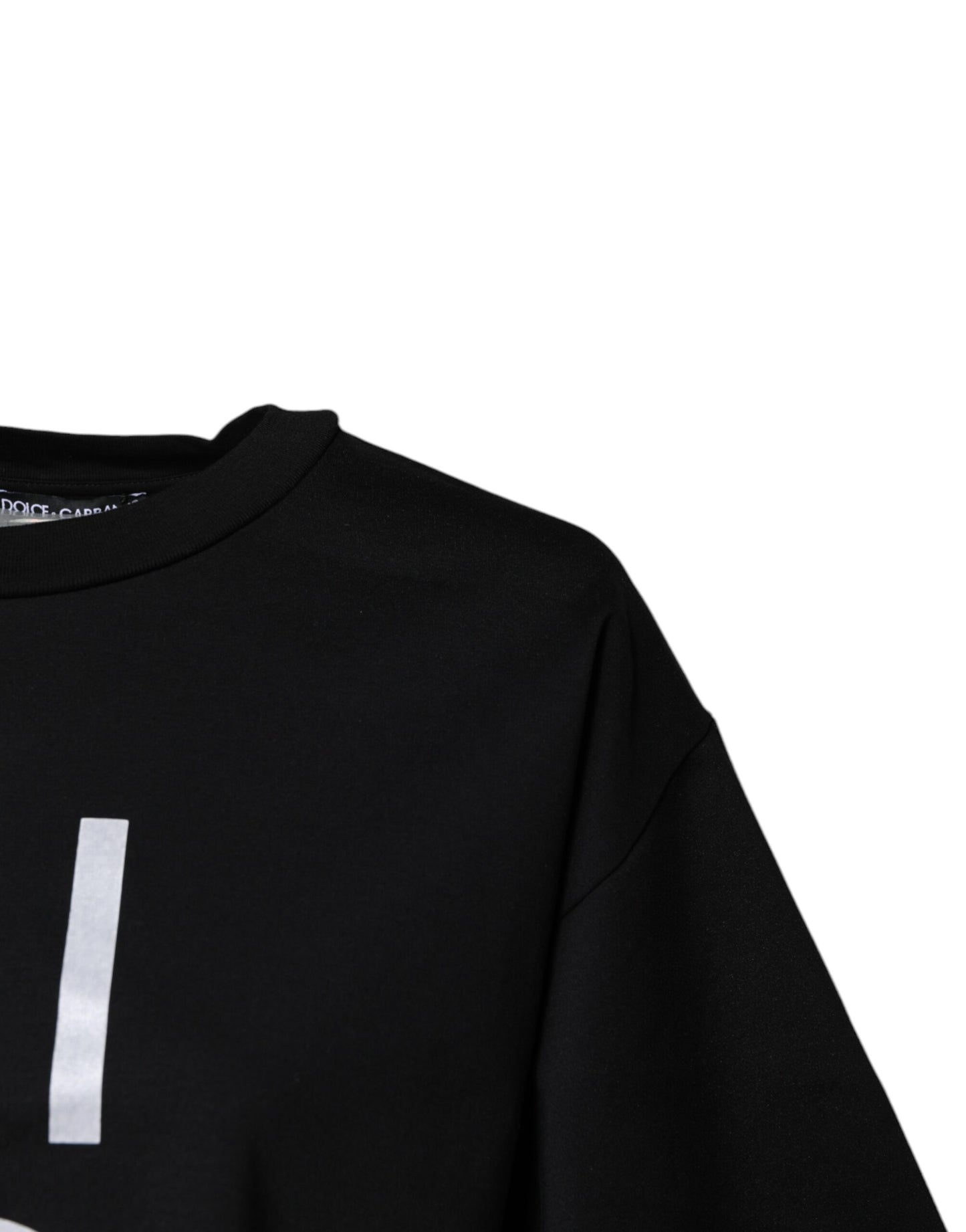 Dolce &amp; Gabbana – Schwarzes T-Shirt aus bedruckter Baumwolle mit Rundhalsausschnitt