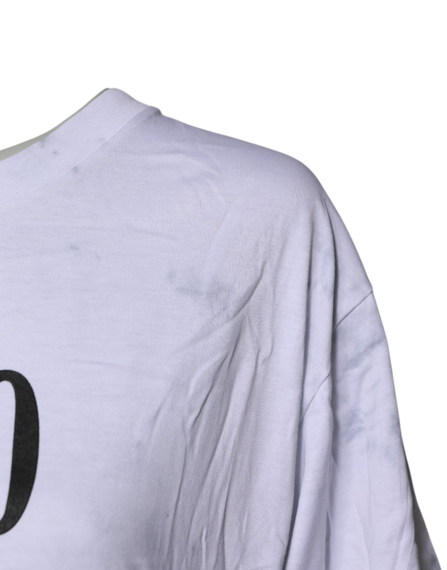 Dolce &amp; Gabbana – Weißes, bedrucktes T-Shirt aus Baumwolle mit Rundhalsausschnitt und Schnürung