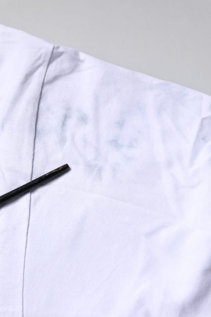 Dolce &amp; Gabbana – Weißes, bedrucktes T-Shirt aus Baumwolle mit Rundhalsausschnitt und Schnürung