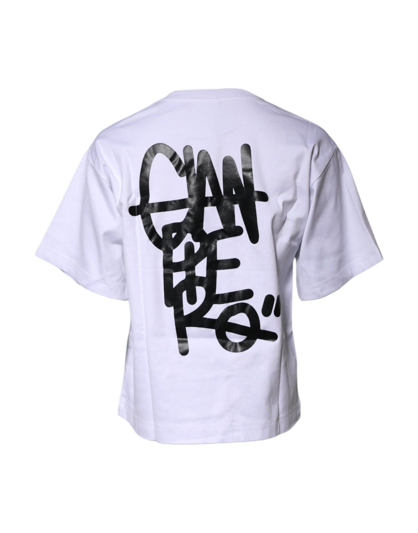 Dolce &amp; Gabbana – Weißes bedrucktes T-Shirt aus Baumwolle mit Rundhalsausschnitt