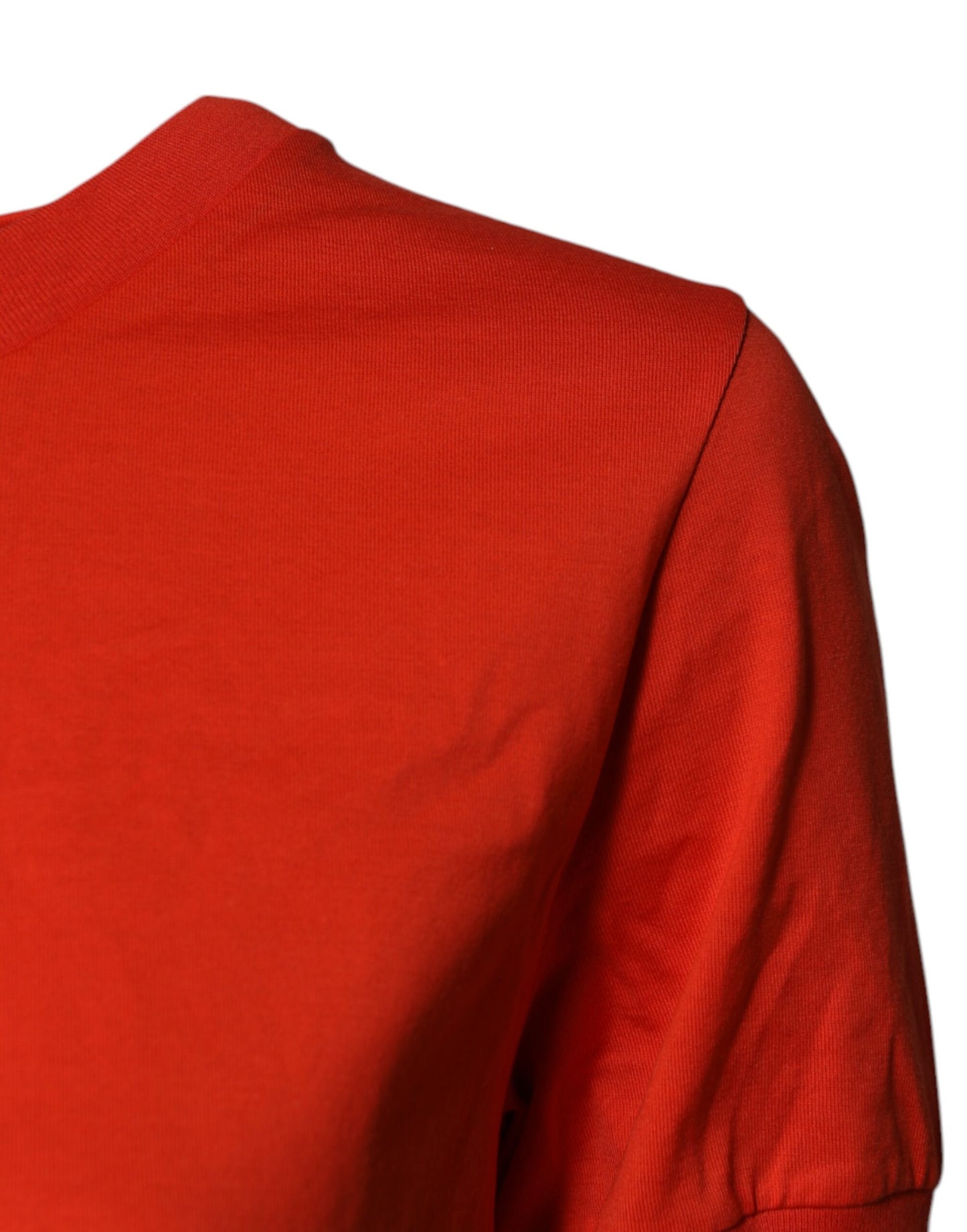 Dolce &amp; Gabbana – Rotes Baumwoll-T-Shirt mit Rundhalsausschnitt und Blumenstickerei