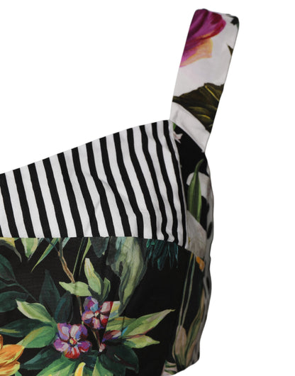 Dolce &amp; Gabbana – Mehrfarbiges Patchwork-Crop-Top mit Herzausschnitt