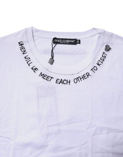 Dolce &amp; Gabbana – Ärmelloses Tank-T-Shirt aus weißer Baumwolle mit Aufdruck