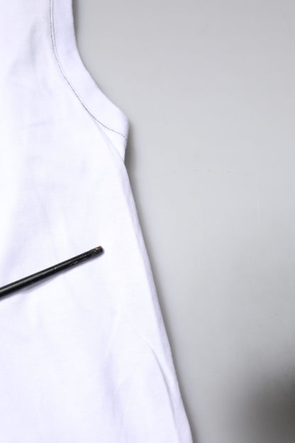 Dolce &amp; Gabbana – Ärmelloses Tank-T-Shirt aus weißer Baumwolle mit Aufdruck