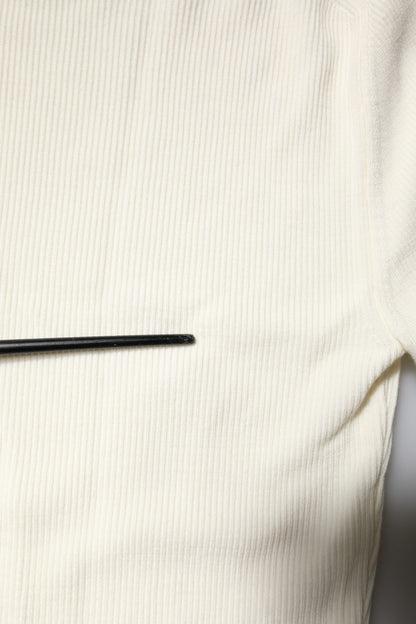 Dolce &amp; Gabbana – Cremefarbener, schmaler Rollkragenpullover mit langen Ärmeln