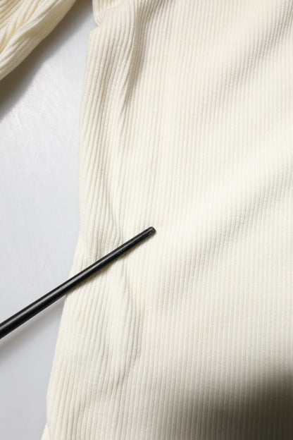 Dolce &amp; Gabbana – Cremefarbener, schmaler Rollkragenpullover mit langen Ärmeln