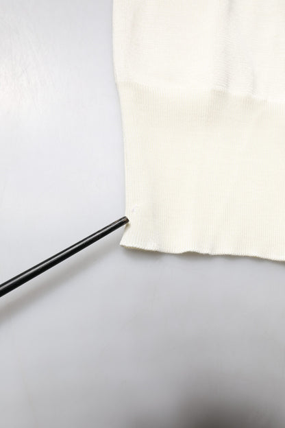 Dolce &amp; Gabbana Cremefarbenes, kurzärmliges Seidenblusen-Top mit Rundhalsausschnitt