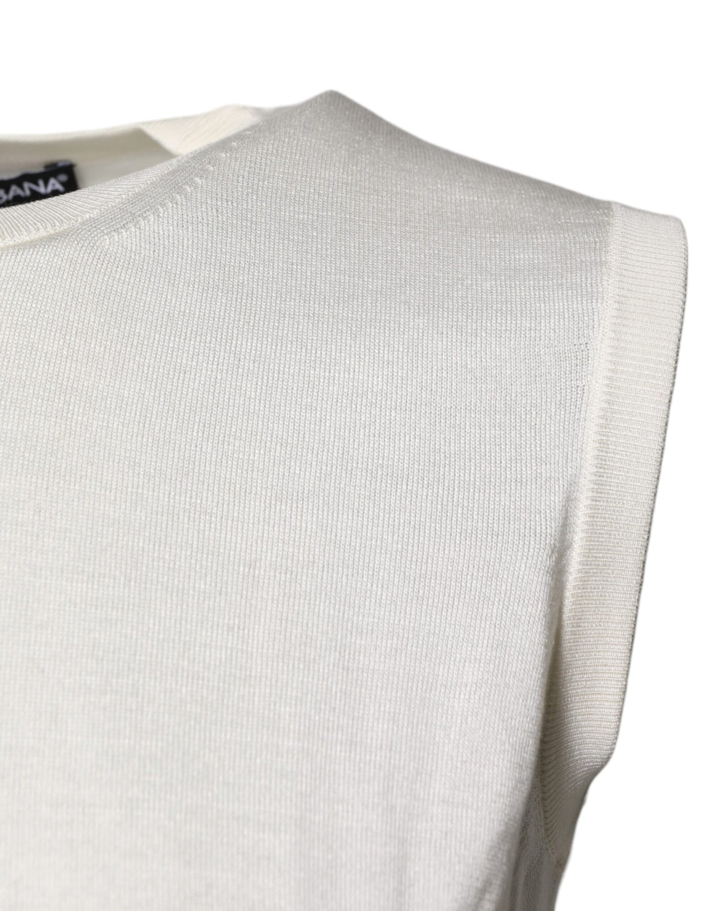 Dolce &amp; Gabbana Cremefarbenes ärmelloses Tanktop aus Seide mit Rundhalsausschnitt