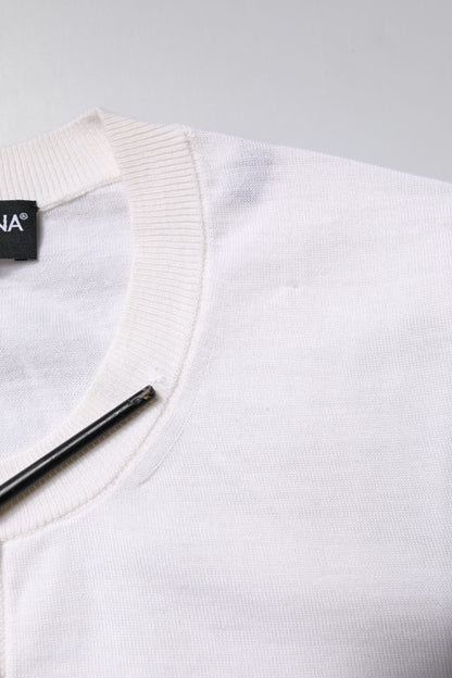 Dolce &amp; Gabbana – Kurzer Cardigan aus cremefarbenem Kaschmirstrick