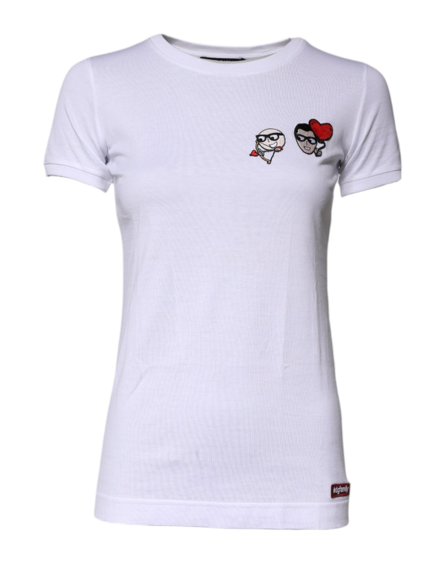 Dolce &amp; Gabbana Weißes #DGFAMILY Baumwoll-Stickerei-T-Shirt