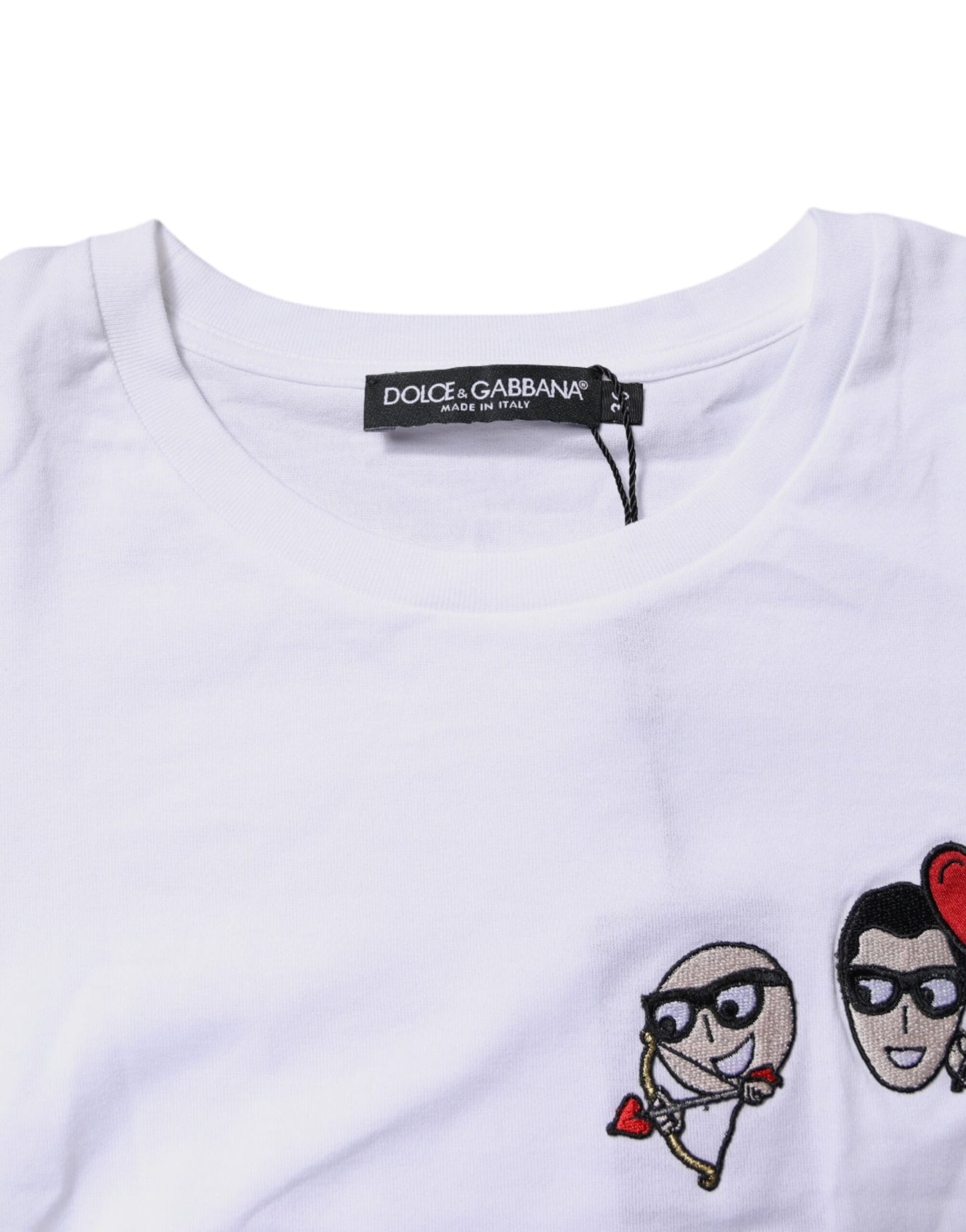 Dolce &amp; Gabbana Weißes #DGFAMILY Baumwoll-Stickerei-T-Shirt