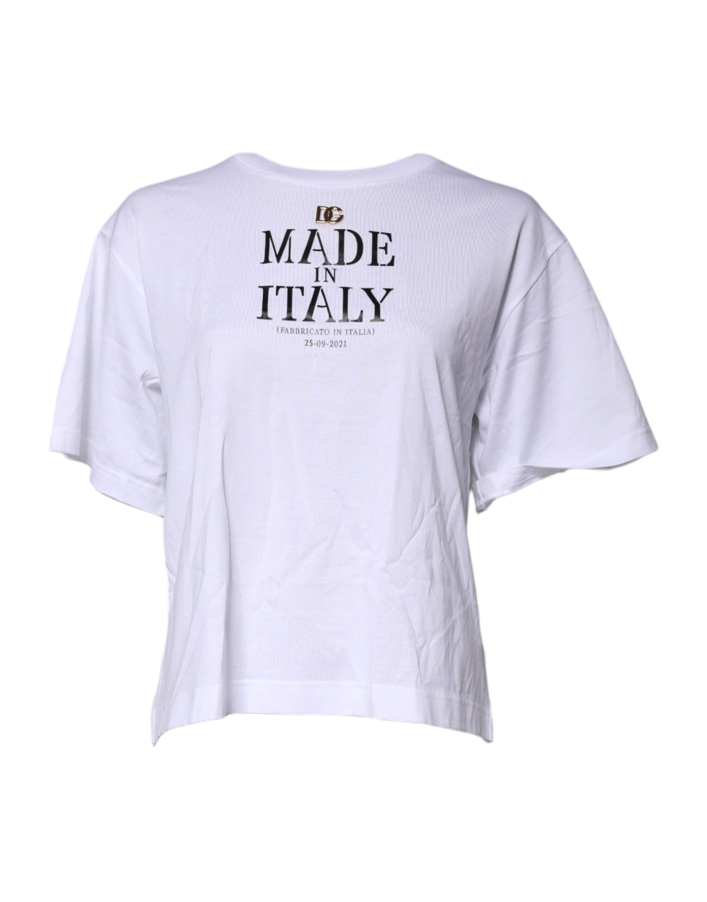 Dolce &amp; Gabbana – Weißes bedrucktes Baumwoll-T-Shirt mit Rundhalsausschnitt