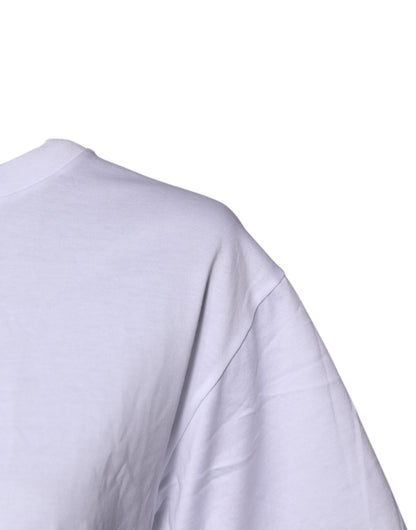 Dolce &amp; Gabbana – Weißes bedrucktes Baumwoll-T-Shirt mit Rundhalsausschnitt