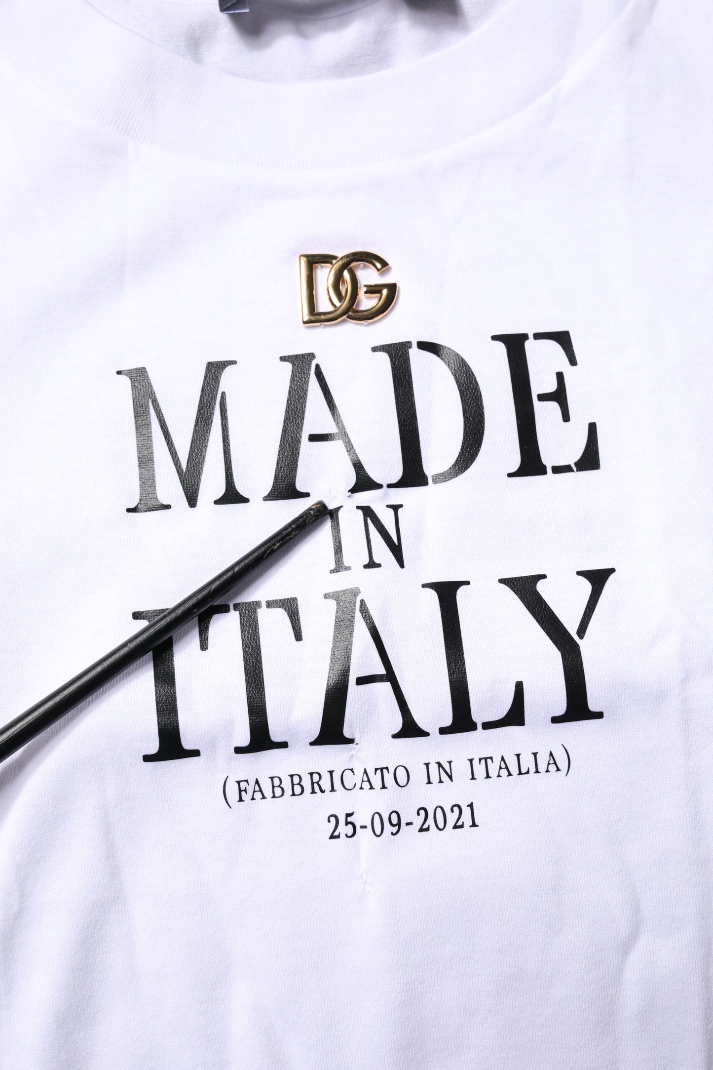 Dolce &amp; Gabbana – Weißes bedrucktes Baumwoll-T-Shirt mit Rundhalsausschnitt