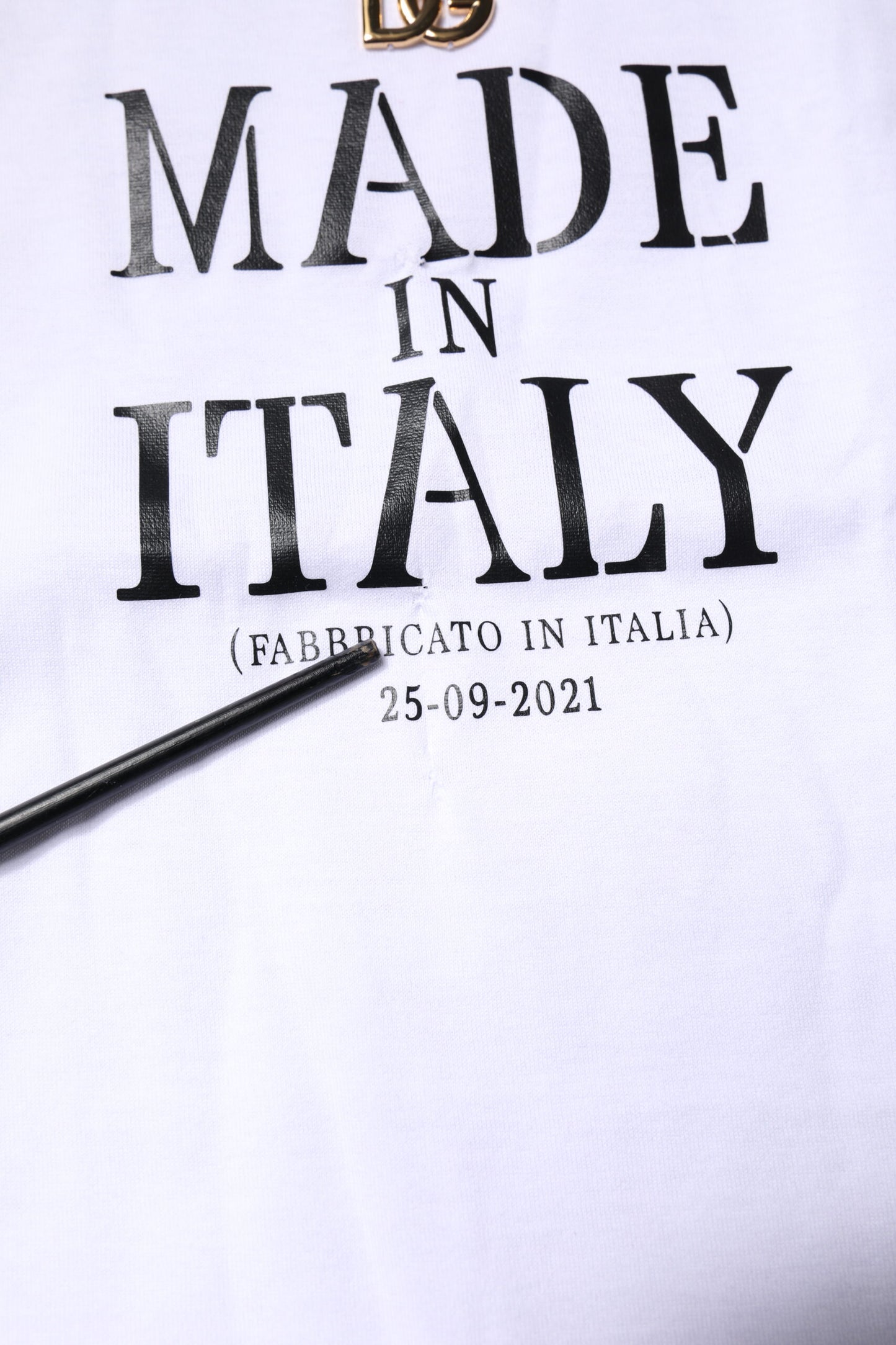 Dolce &amp; Gabbana – Weißes bedrucktes Baumwoll-T-Shirt mit Rundhalsausschnitt