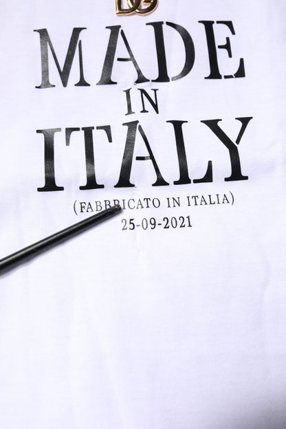 Dolce &amp; Gabbana – Weißes bedrucktes Baumwoll-T-Shirt mit Rundhalsausschnitt