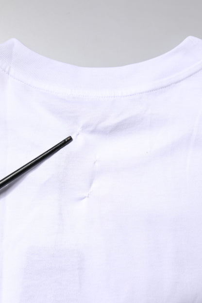 Dolce &amp; Gabbana – Weißes bedrucktes Baumwoll-T-Shirt mit Rundhalsausschnitt