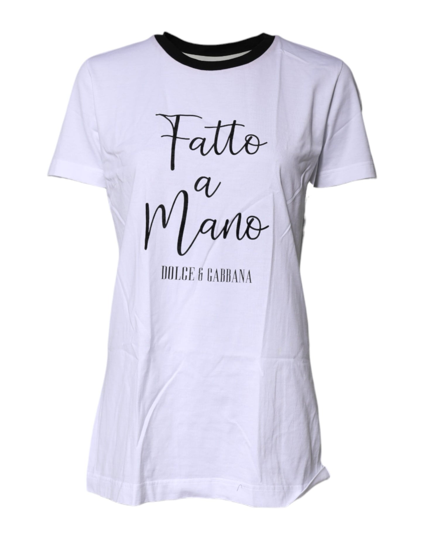 Dolce &amp; Gabbana – Weißes bedrucktes Baumwoll-T-Shirt mit Rundhalsausschnitt