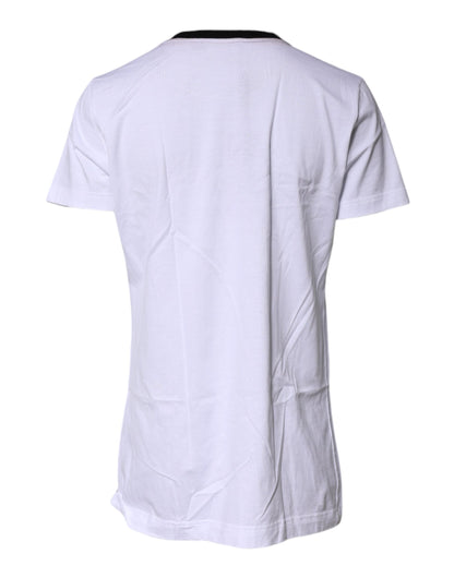 Dolce &amp; Gabbana – Weißes bedrucktes Baumwoll-T-Shirt mit Rundhalsausschnitt