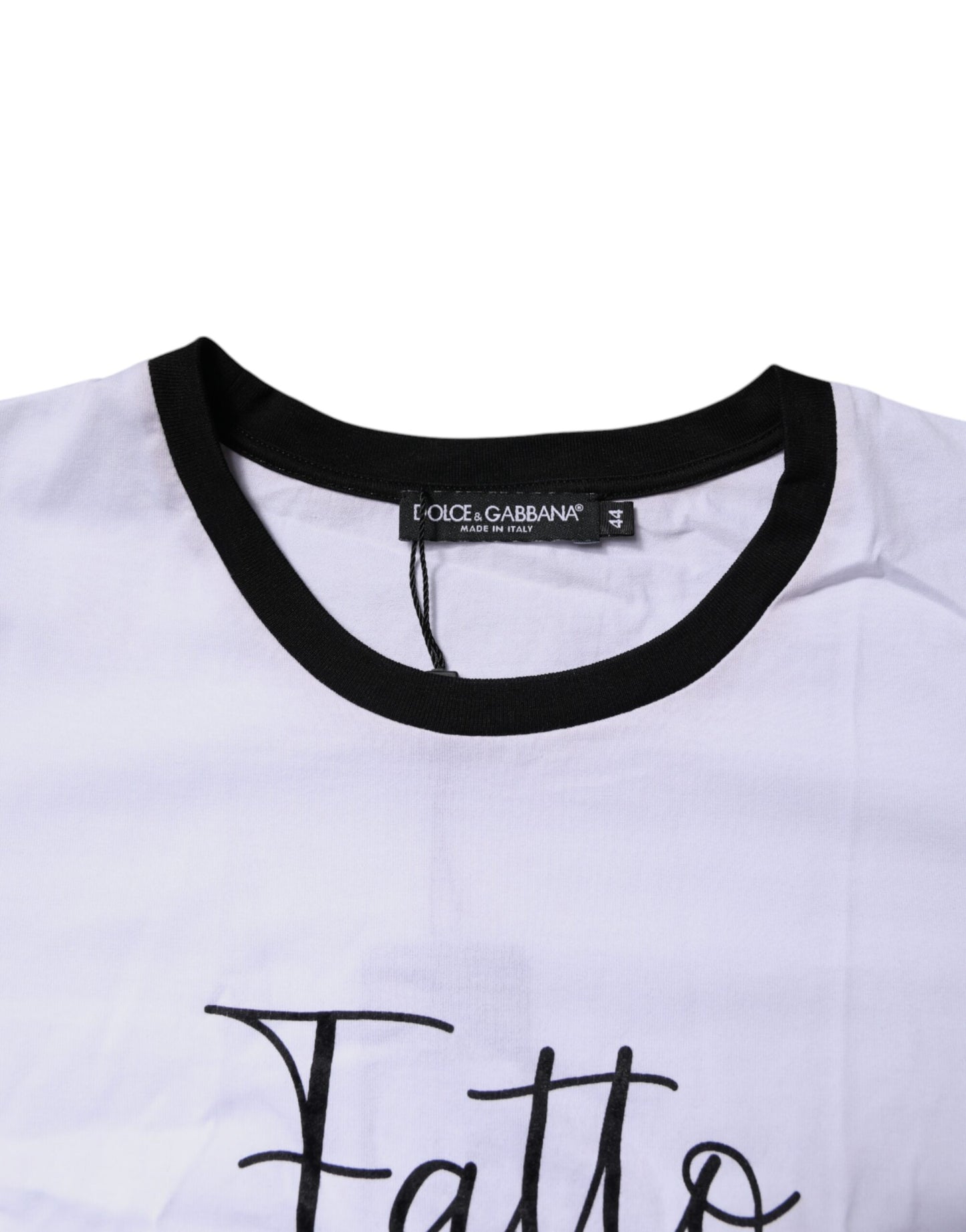 Dolce &amp; Gabbana – Weißes bedrucktes Baumwoll-T-Shirt mit Rundhalsausschnitt