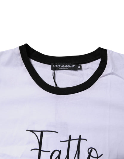 Dolce &amp; Gabbana – Weißes bedrucktes Baumwoll-T-Shirt mit Rundhalsausschnitt