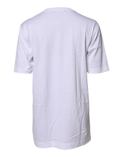 Dolce &amp; Gabbana Weißes Baumwoll-T-Shirt mit #DGFAMILY-Stickerei