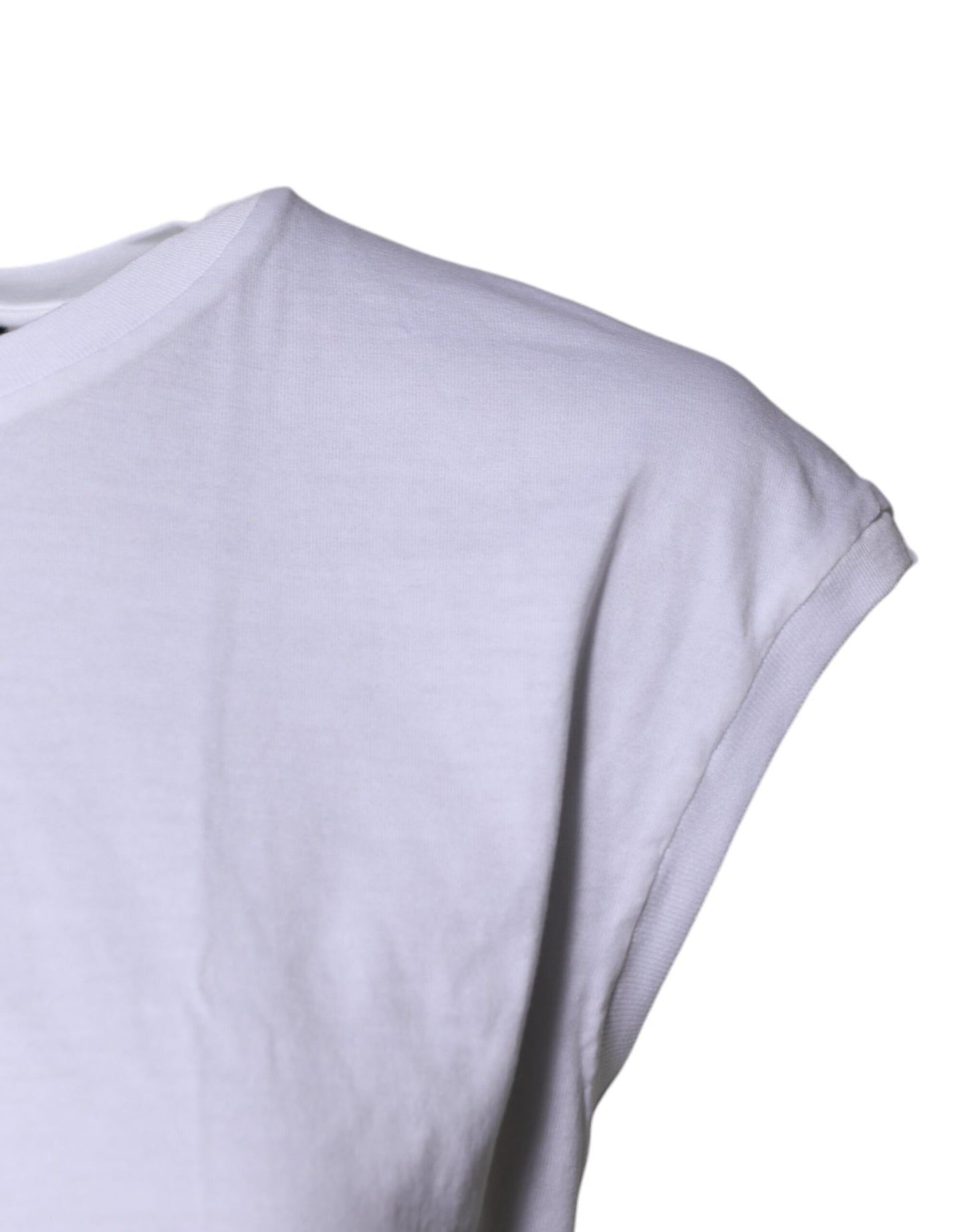 Dolce &amp; Gabbana Weißes ärmelloses Tanktop aus Baumwolle mit Rundhalsausschnitt