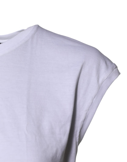 Dolce &amp; Gabbana Weißes ärmelloses Tanktop aus Baumwolle mit Rundhalsausschnitt