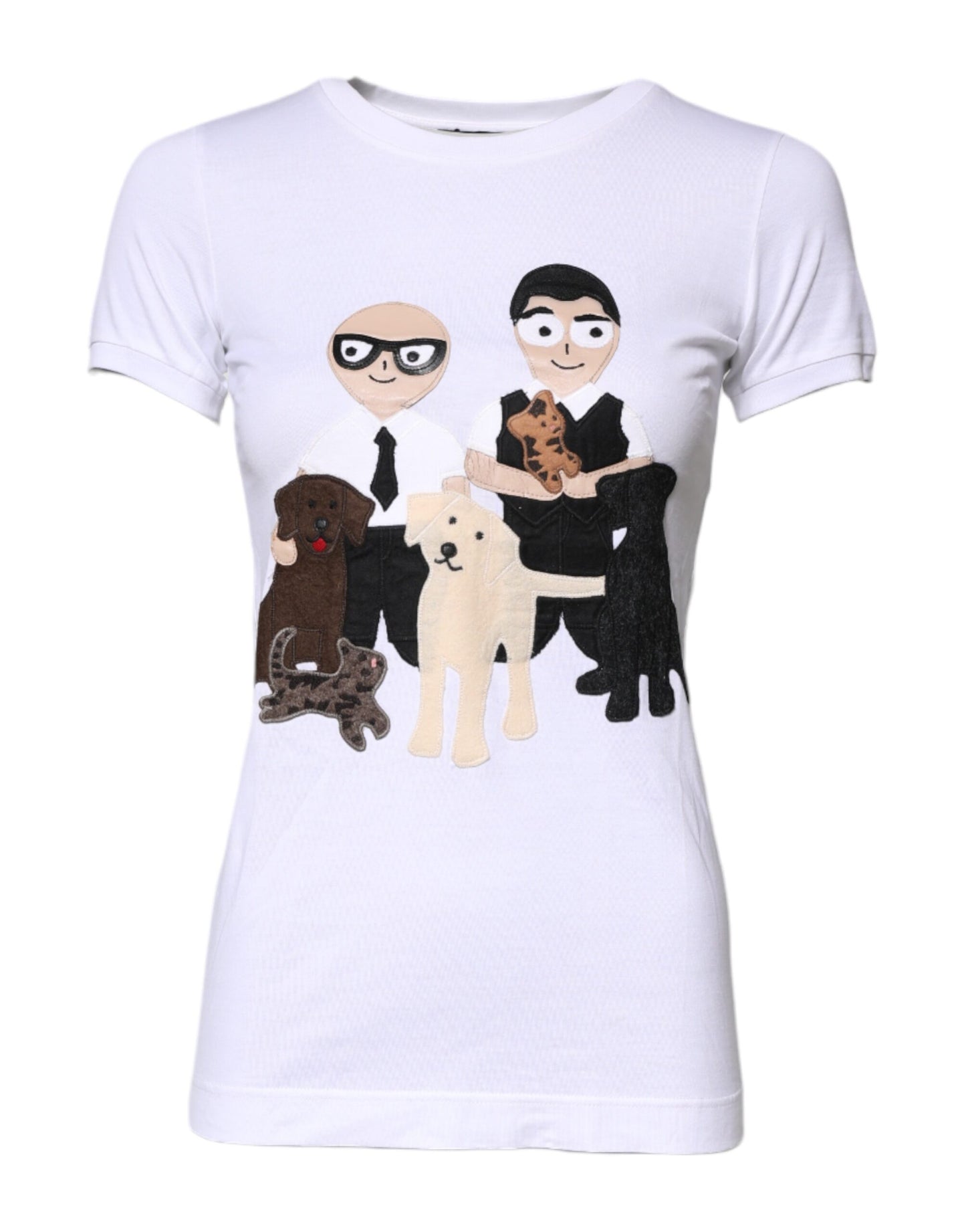 Dolce &amp; Gabbana Weißes Baumwoll-T-Shirt mit #DGFAMILY-Stickerei
