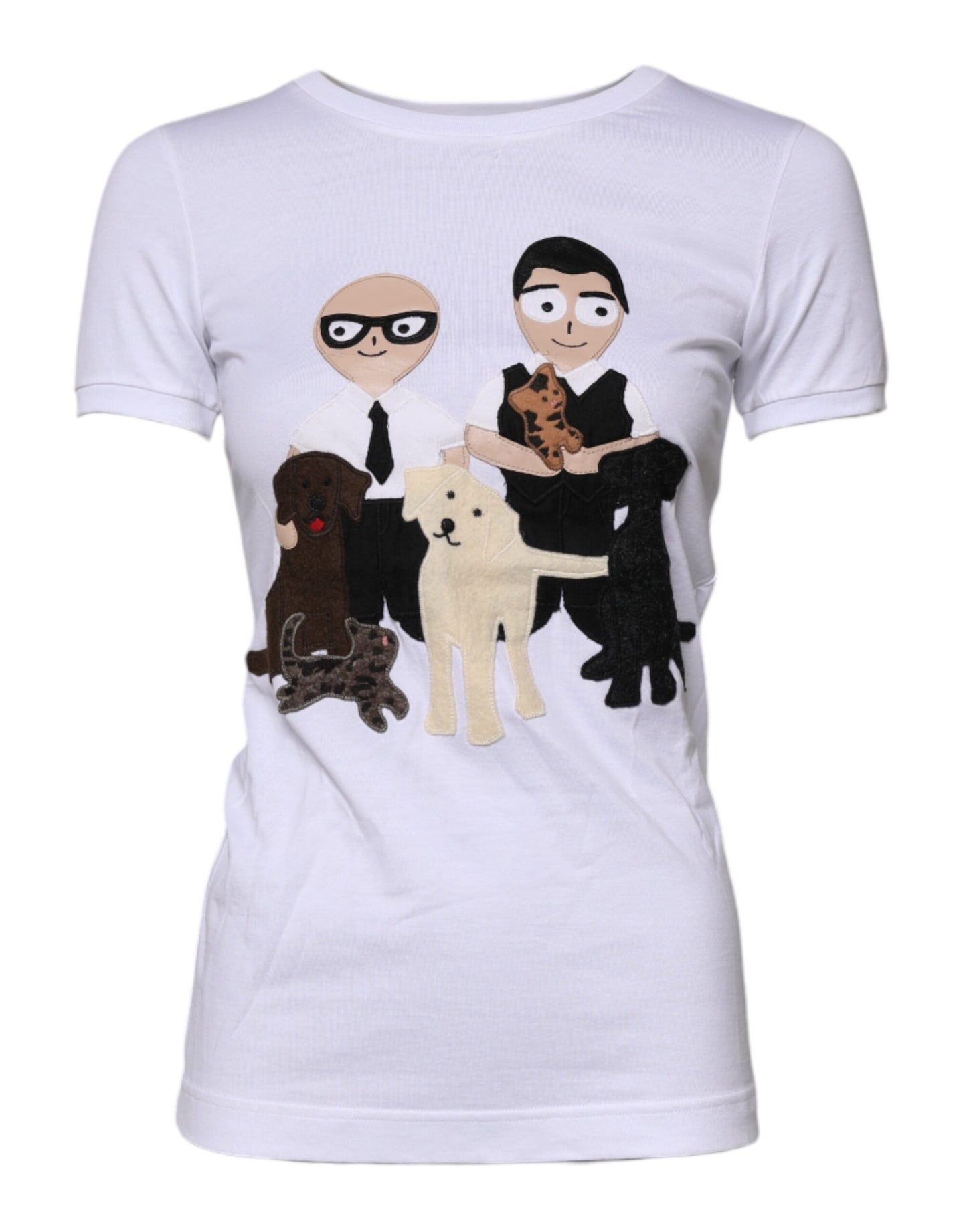 Dolce &amp; Gabbana Weißes Baumwoll-T-Shirt mit #DGFAMILY-Stickerei
