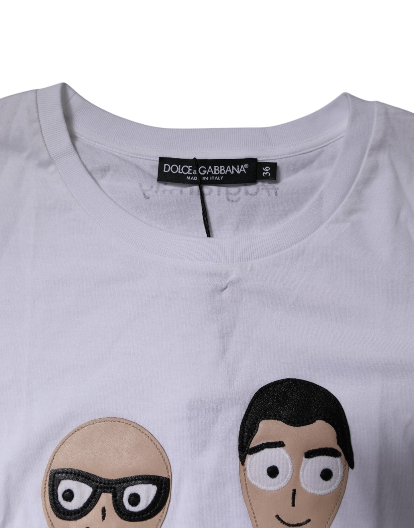 Dolce &amp; Gabbana Weißes Baumwoll-T-Shirt mit #DGFAMILY-Stickerei