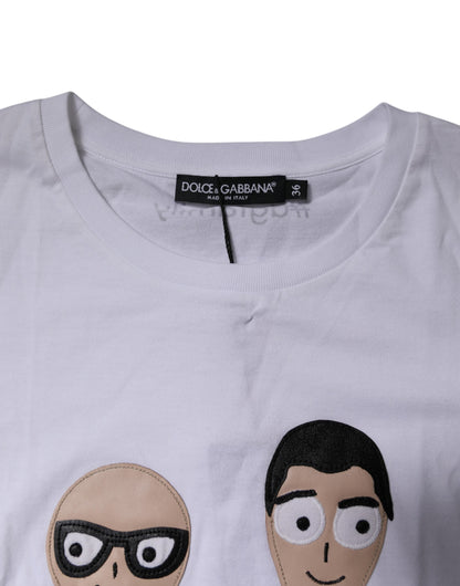 Dolce &amp; Gabbana Weißes Baumwoll-T-Shirt mit #DGFAMILY-Stickerei