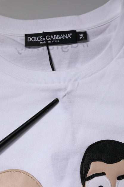 Dolce &amp; Gabbana Weißes Baumwoll-T-Shirt mit #DGFAMILY-Stickerei