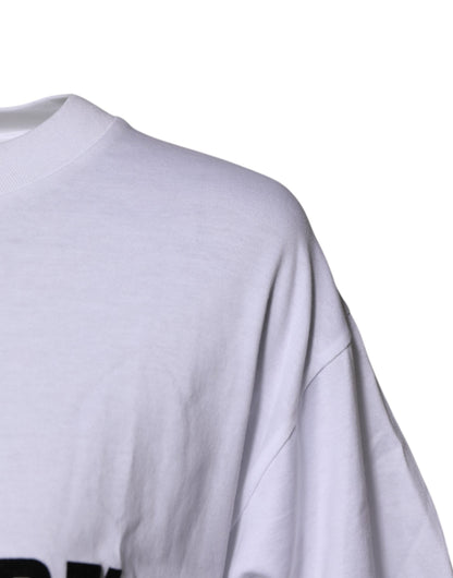 Dolce &amp; Gabbana – Weißes bedrucktes Baumwoll-T-Shirt mit Rundhalsausschnitt