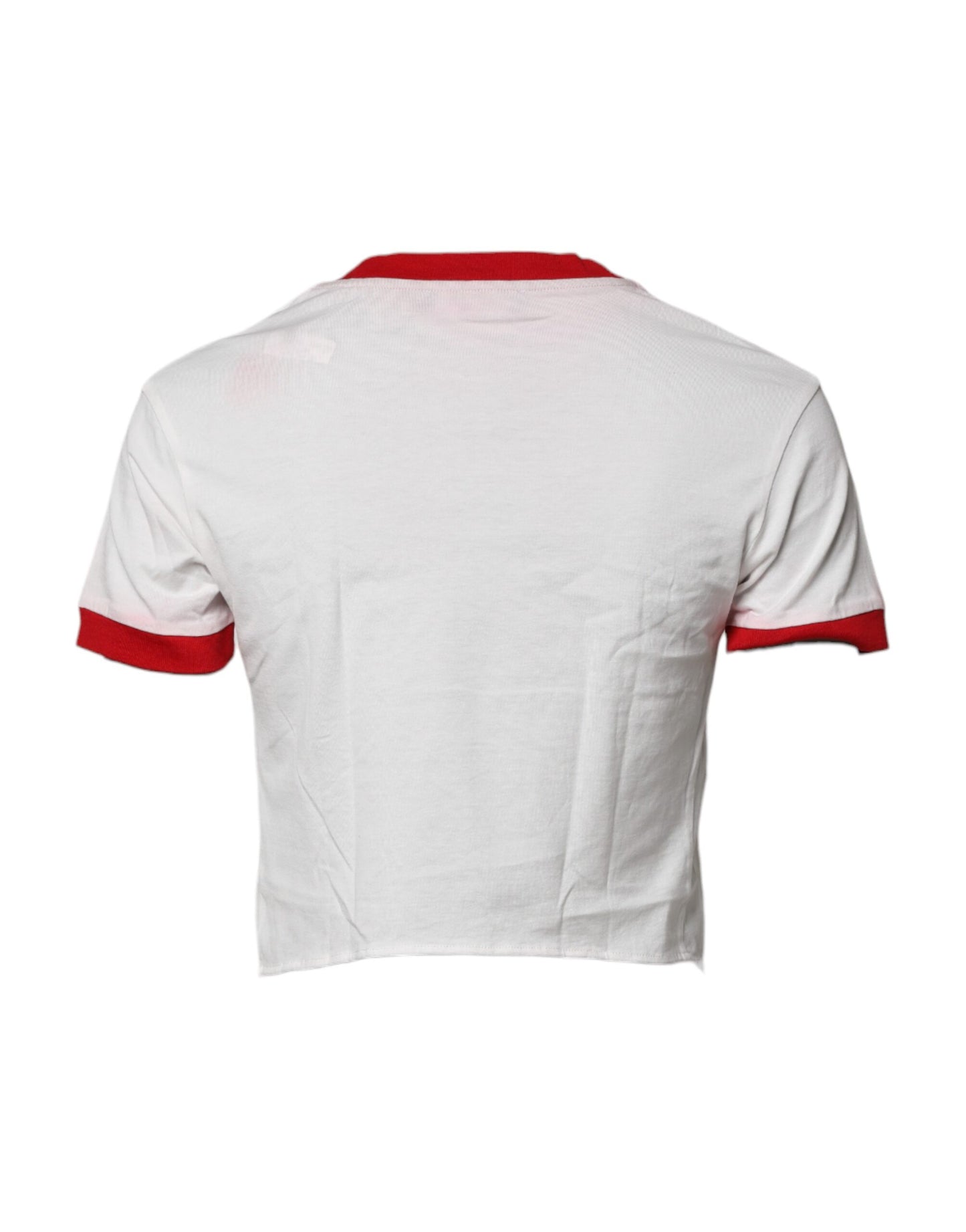 Dolce &amp; Gabbana – Weißes, bedrucktes Crop-Top mit Rundhalsausschnitt