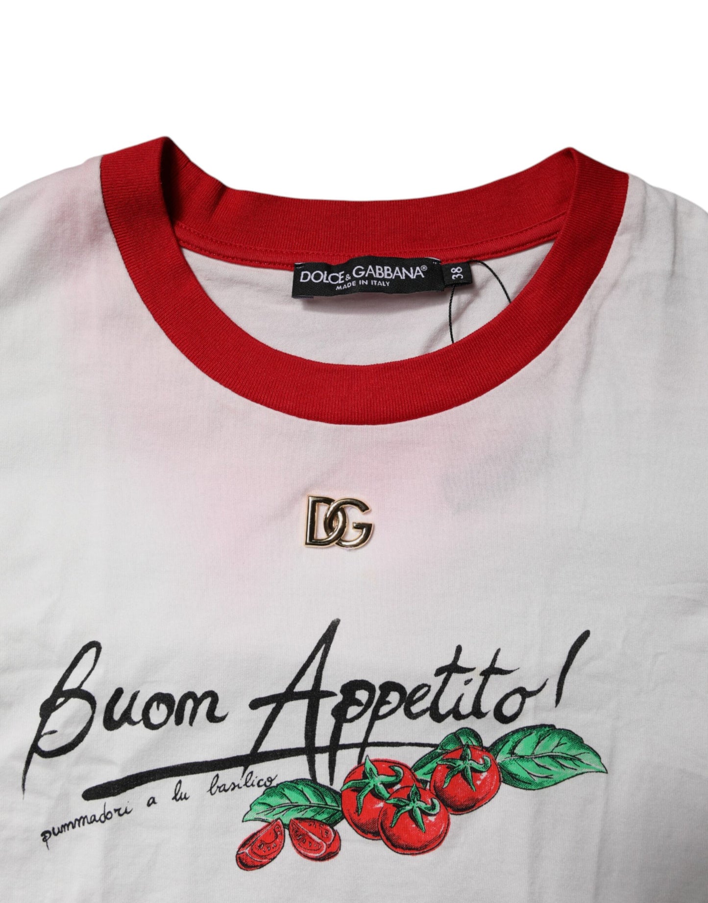 Dolce &amp; Gabbana – Weißes, bedrucktes Crop-Top mit Rundhalsausschnitt