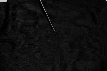 Dolce &amp; Gabbana – Schwarzes, schmales Strickoberteil mit Rollkragen und langen Ärmeln