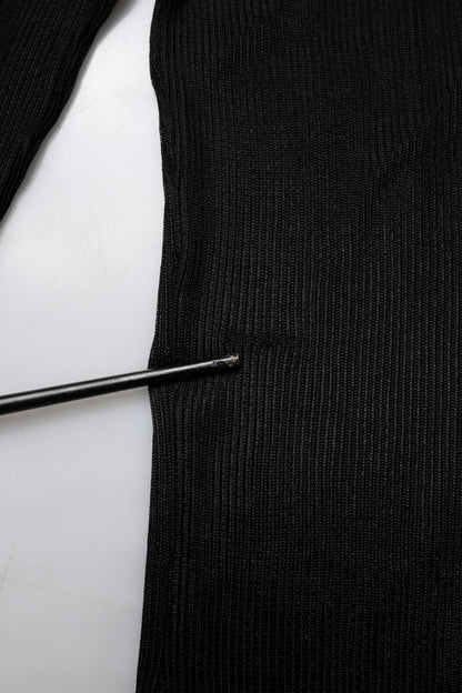 Dolce &amp; Gabbana – Schwarzes, schmales Strickoberteil mit Rollkragen und langen Ärmeln