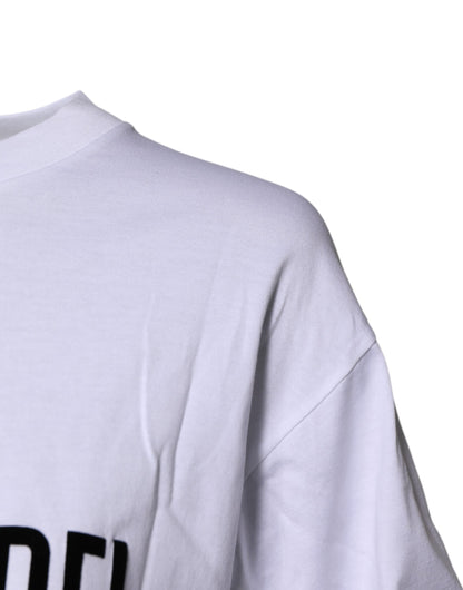 Dolce &amp; Gabbana – Weißes bedrucktes Baumwoll-T-Shirt mit Rundhalsausschnitt