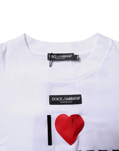 Dolce &amp; Gabbana – Weißes bedrucktes Baumwoll-T-Shirt mit Rundhalsausschnitt