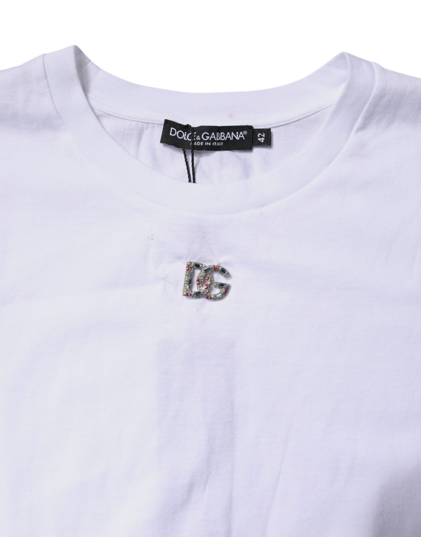 Dolce &amp; Gabbana Weißes ärmelloses Tanktop aus Baumwolle mit Rundhalsausschnitt