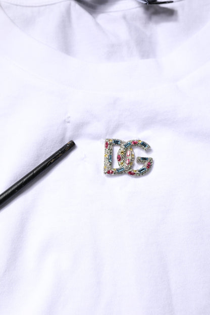 Dolce &amp; Gabbana Weißes ärmelloses Tanktop aus Baumwolle mit Rundhalsausschnitt