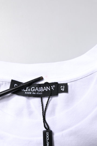 Dolce &amp; Gabbana Weißes ärmelloses Tanktop aus Baumwolle mit Rundhalsausschnitt