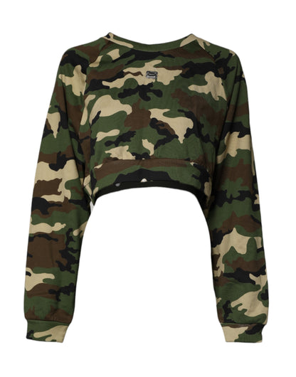 Dolce &amp; Gabbana – Mehrfarbiger, kurzer Sweatshirtpullover mit Camouflage-Muster