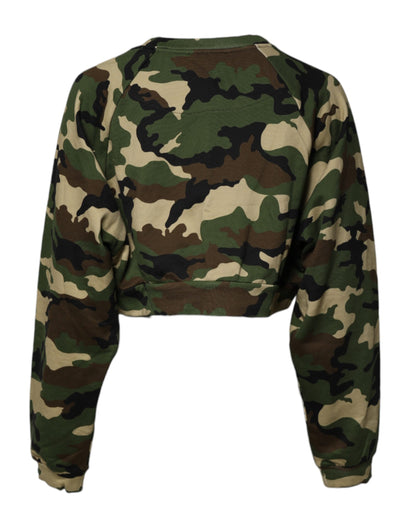 Dolce &amp; Gabbana – Mehrfarbiger, kurzer Sweatshirtpullover mit Camouflage-Muster